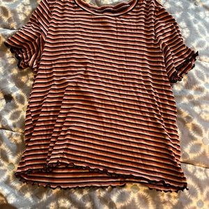 American Eagle striped striped shirt with ruffles on bottom and sleeves